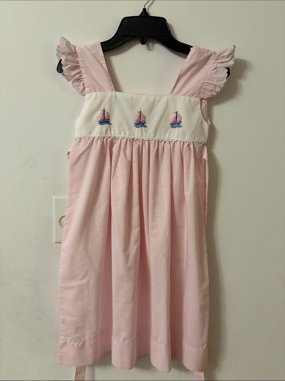 Sweet Dreams Pink Striped Sailboat Smocked Dress
